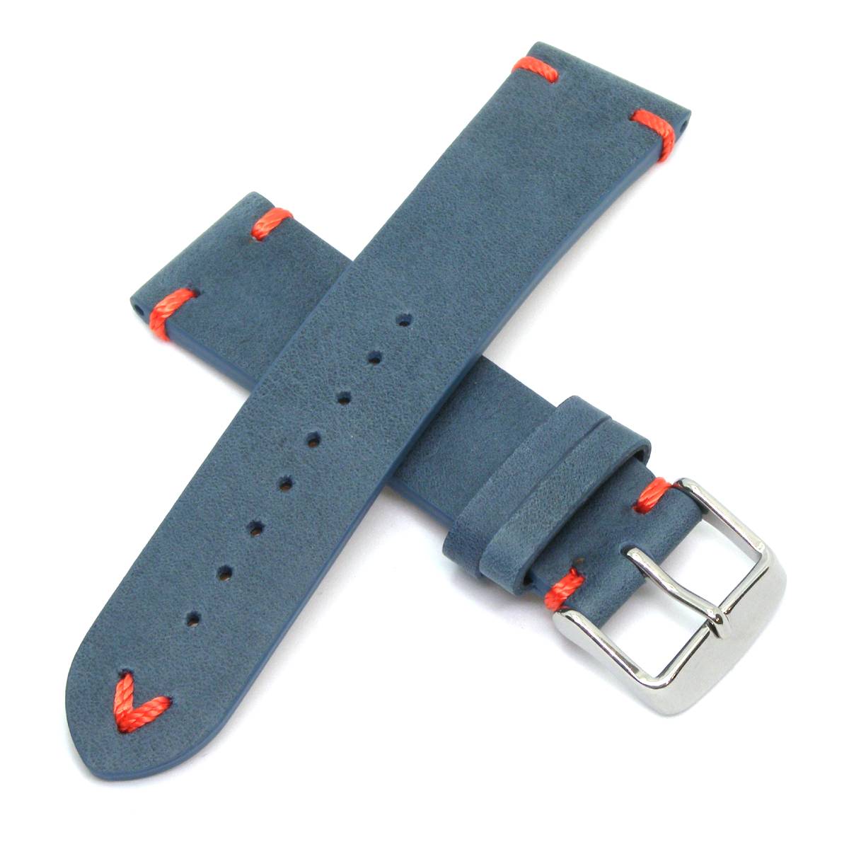 Echt Kalbsleder Uhrenarmband Vintage Style (V-Stich) Edelstahlschließe - Bild 9 von 9