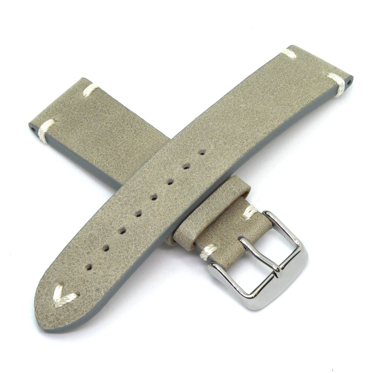 Echt Kalbsleder Uhrenarmband Vintage Style (V-Stich) Edelstahlschließe - Bild 7 von 9