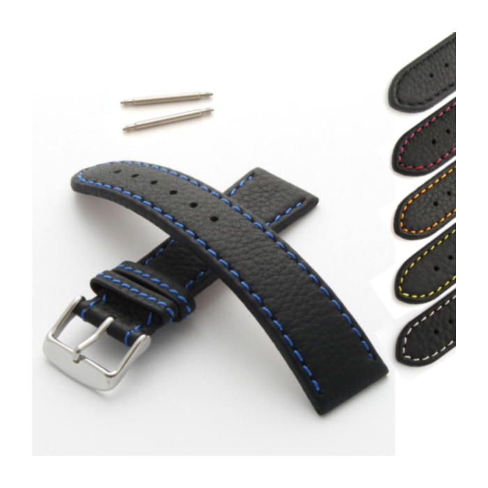 Montreux Watch Strap Grained Genuine Leather Stitched