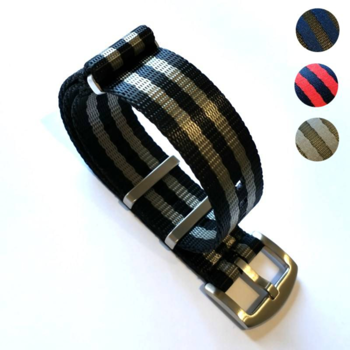 Premium NATO Watch Strap (Seatbelt Five Stripe)