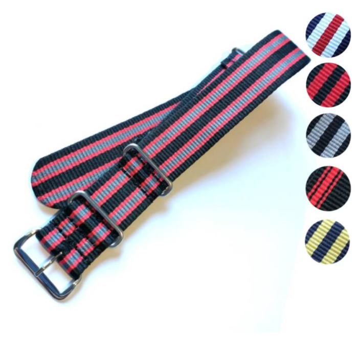 NATO Watch Straps (Striped - Chrome Buckle)