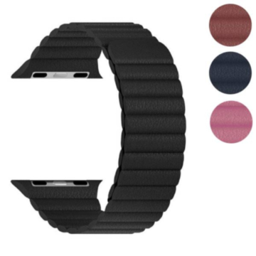 Leather Link Magnetic Strap for Apple Watch Showing Details and Available Colour Otions