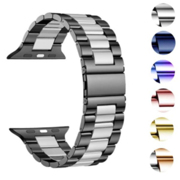 Stainless Steel Bracelet for Apple Watches - Thinner Links Showing Details and Available Colour Otions